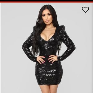 NWT Fashion Nova “here to shine” black dress!
